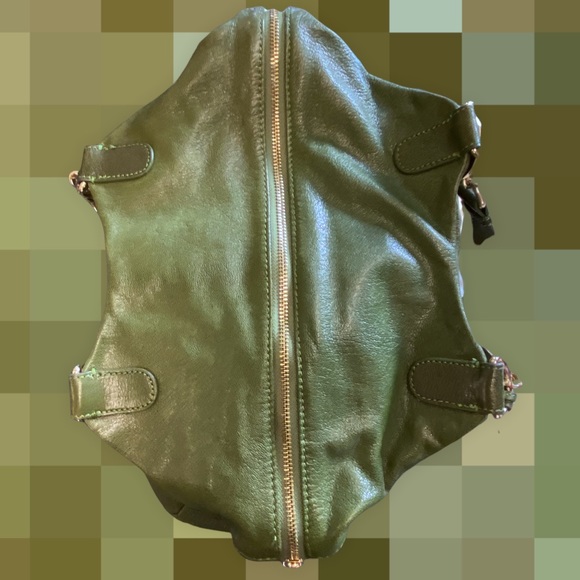 Badgley Mischka Platinum Connie XL hobo bag green and gold turn lock #030 - Picture 8 of 12